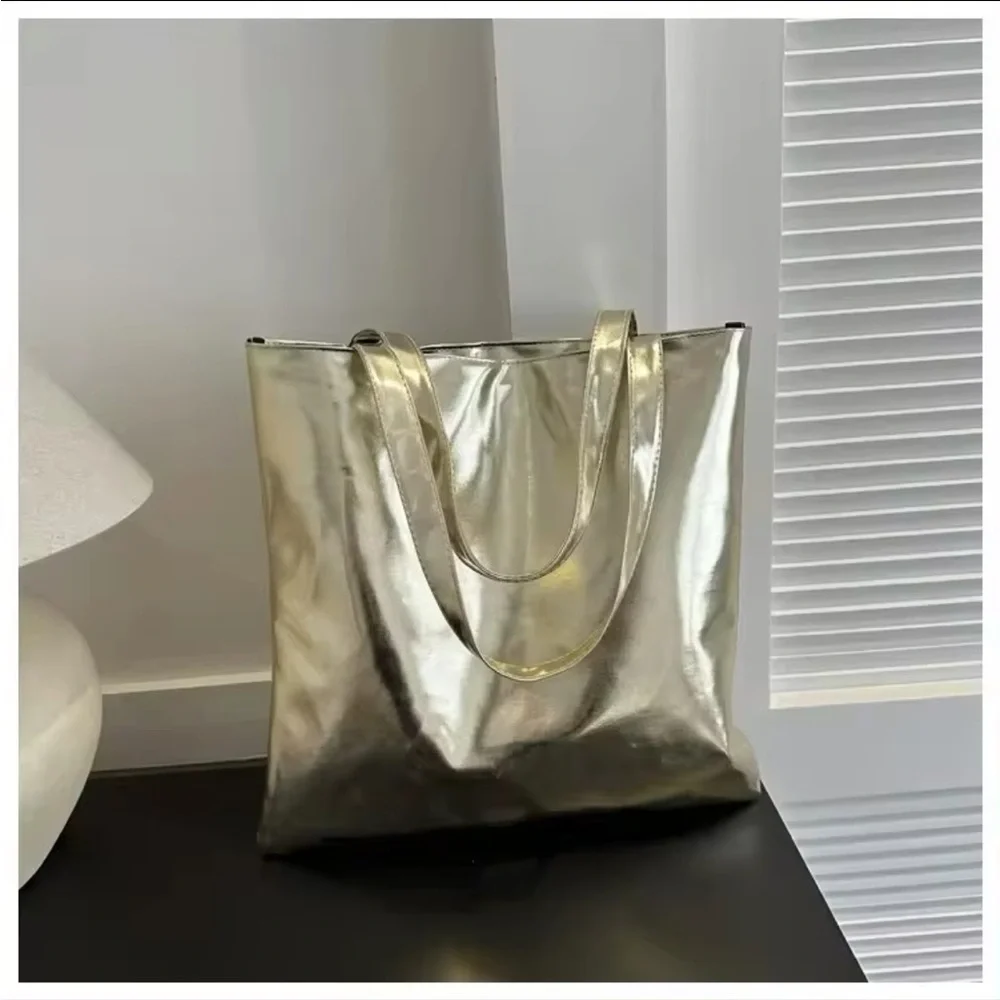 Metallic/ Shiny Shoulder Bag/ Shopping Tote  | Green/Rose Red/ Gold | NEW!💚💓💛